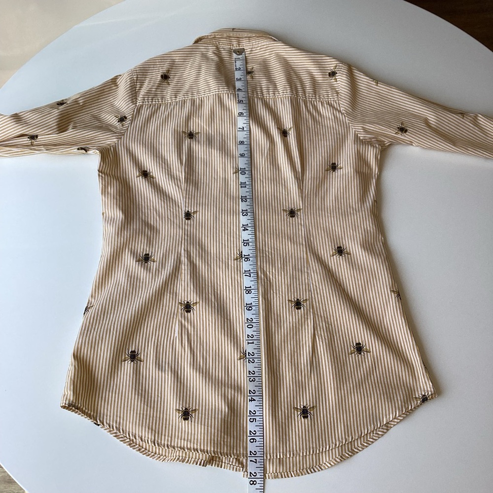 Joules shirt 8 cotton classic fit long sleeved bee print blouse yellow striped - Picture 10 of 12